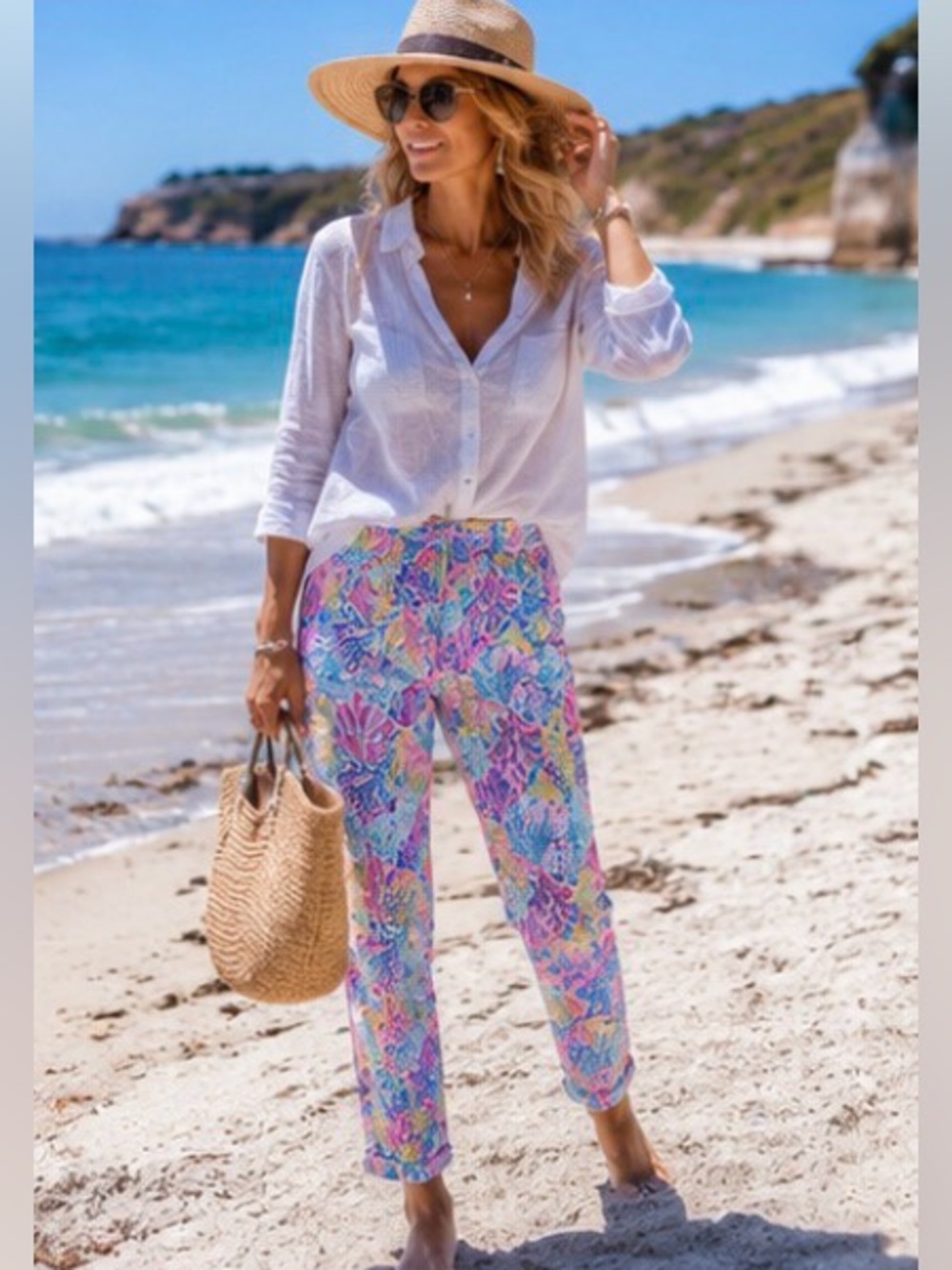 Lilly Pulitzer Taron Coral Print Resort Pants Splashdance Size Small - Picture 11 of 12